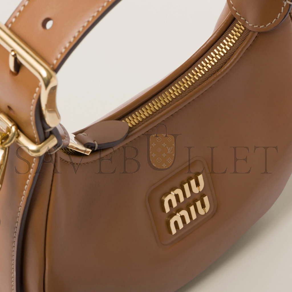 MIU MIU LEATHER HALF-MOON BROWN BAG 5BP161 (17*15.5*5.5cm)